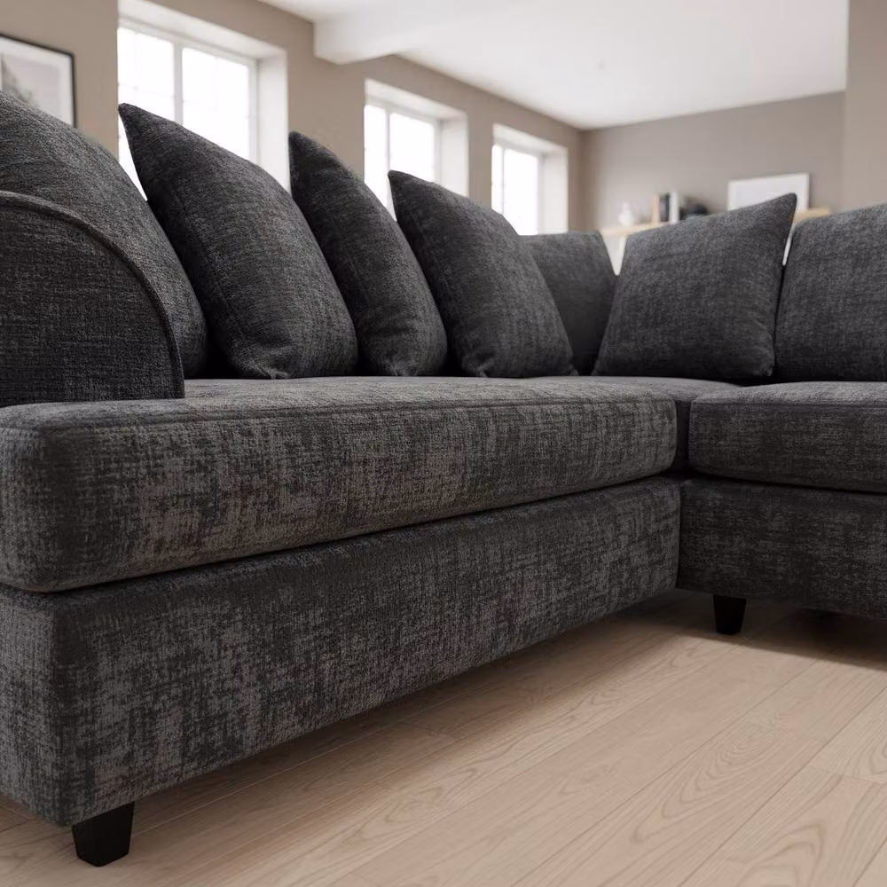 Abakus Direct Ferguson L-Shape Chenille Corner Sofa with Deep Seats and Scatter Cushions in Black or Grey – 4