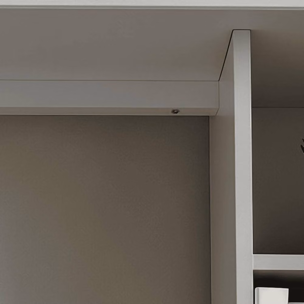 Home Source Modern Computer Desk with 3 Drawers and Open Shelving in Grey and White – 2