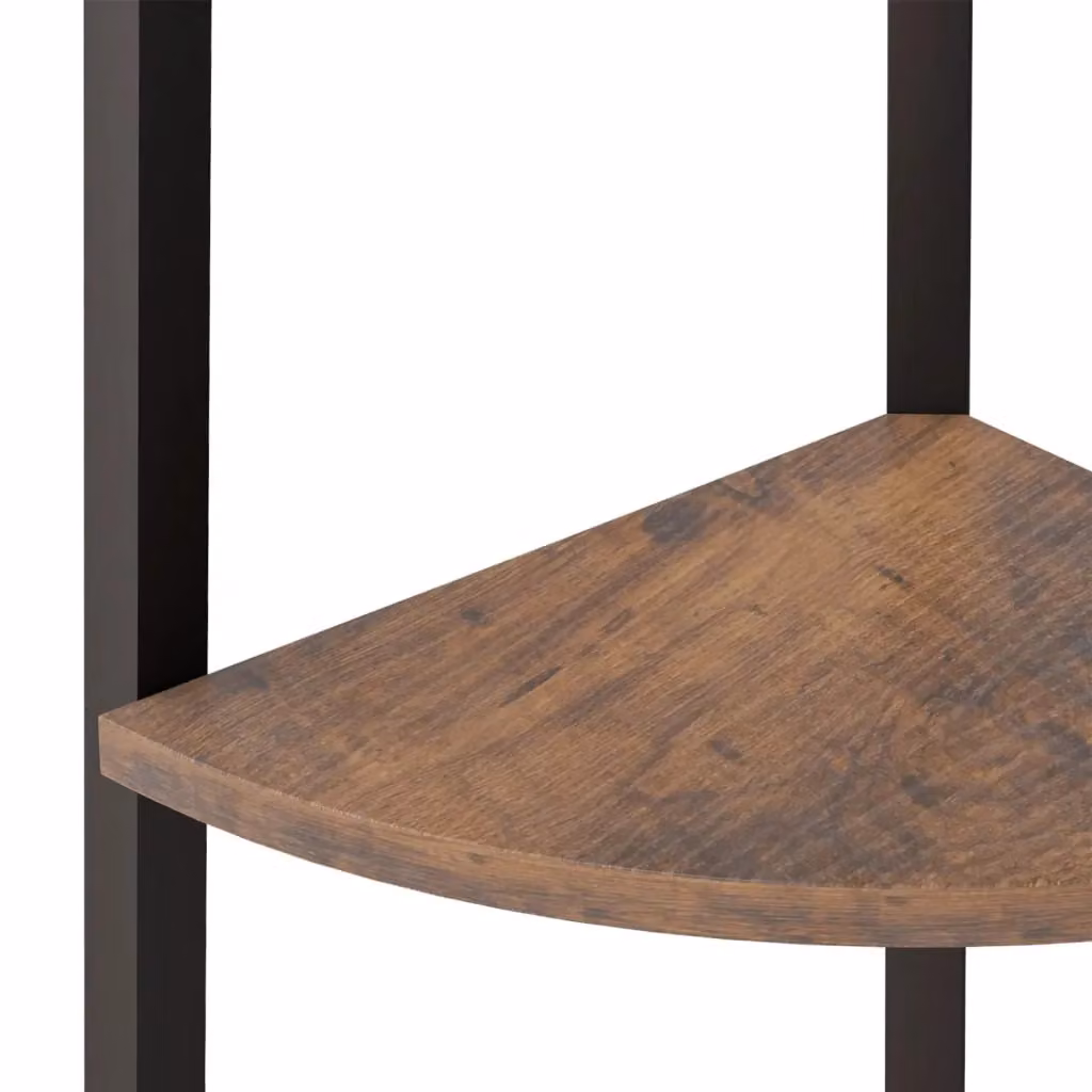Berkfield Home 3-Tier Industrial Corner Shelf, Dark Brown and Black, H 120 x W 45.5 x D 31.5 cm – 3
