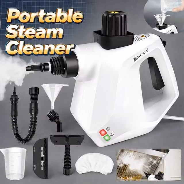 Dragodirect Portable Handheld Steam Cleaner with 7pc Kit, White
