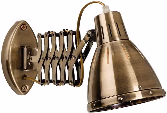 Firstlight Bow 1 Light Extendable Indoor Wall Spotlight in Antique Brass with E27 Fitting