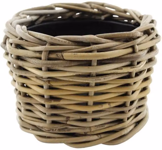 KDMD Grey Split Rattan Open Weave Drypot Basket, Diameter: 20 cm