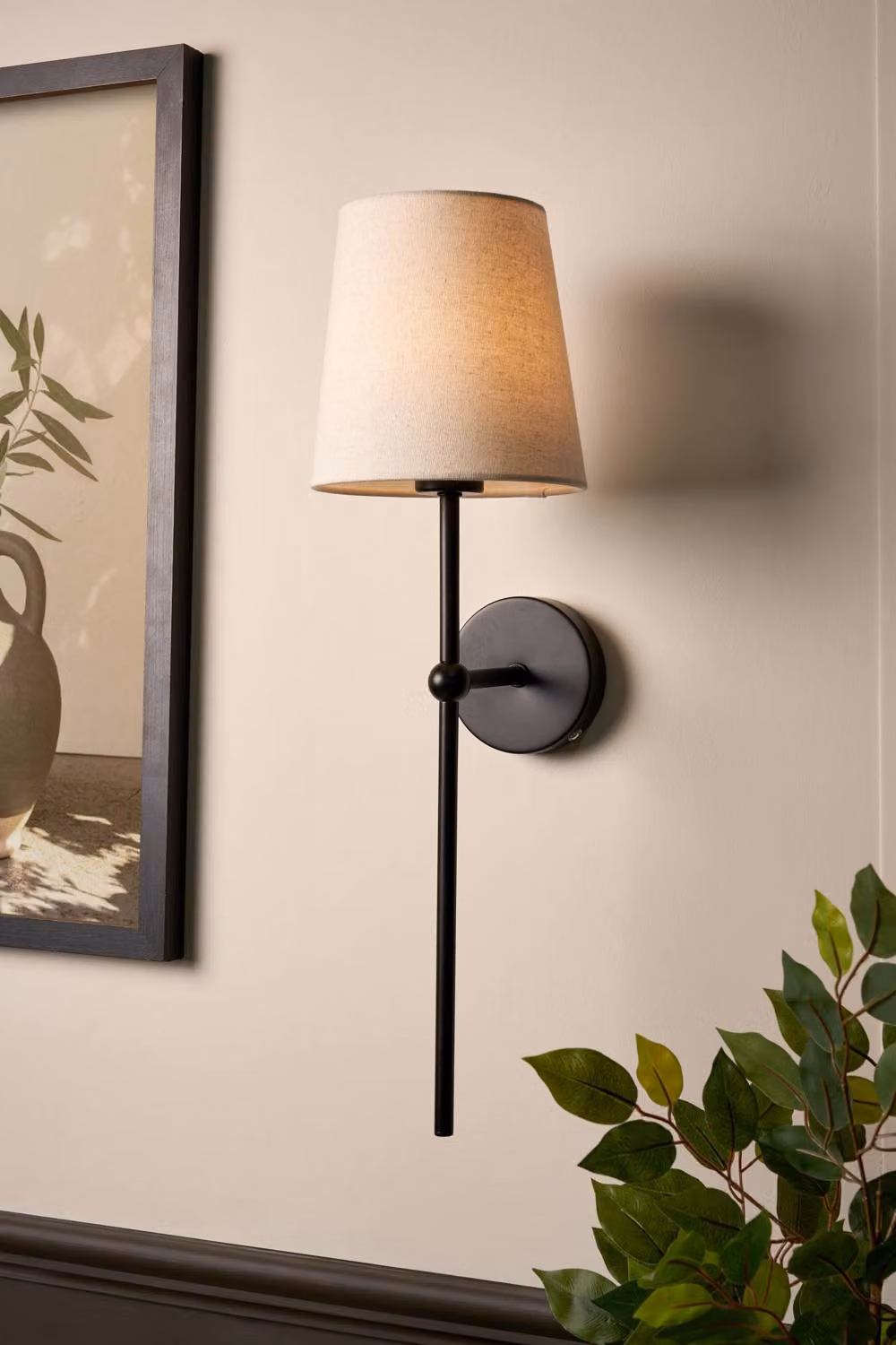 BHS Lighting Tamsin Rechargeable LED Shaded Wall Light in Black – 3