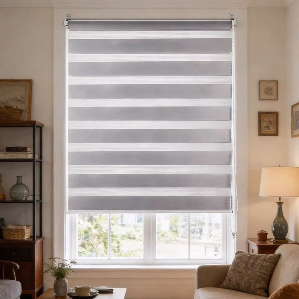 PAWNORA Zebra Day and Night Roller Blind in Grey, Width: 60 cm – 4