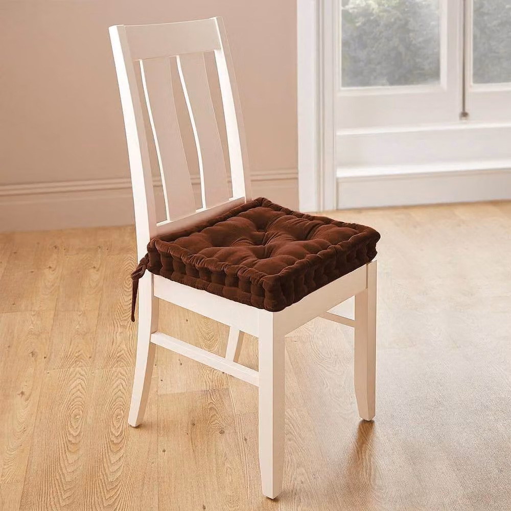 Coopers of Stortford Reversible Square Dining Chair Booster Cushions in Brown Cotton Velvet