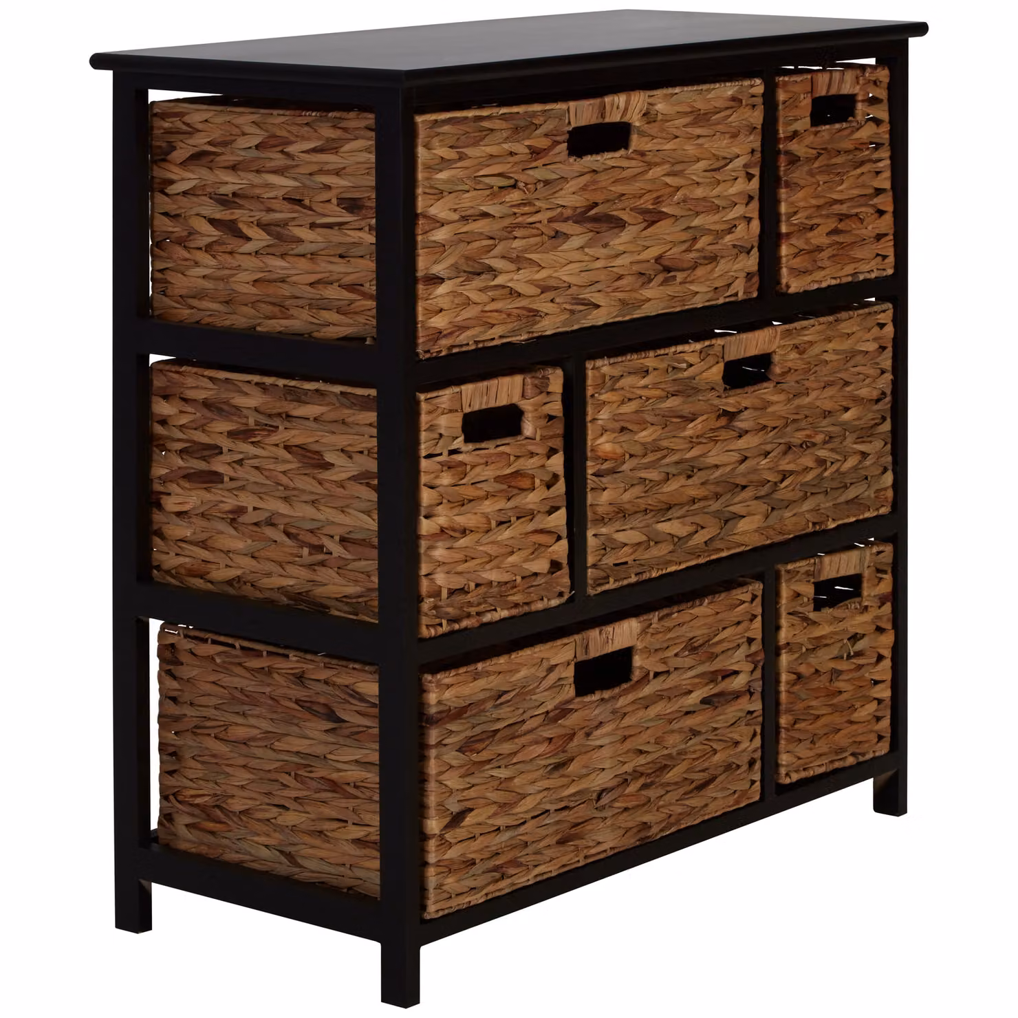 Orsina Modern 6 Drawer Storage Unit with Black Frame and Rattan Details, W/D/H: 80 x 37 x 76 cm – 3