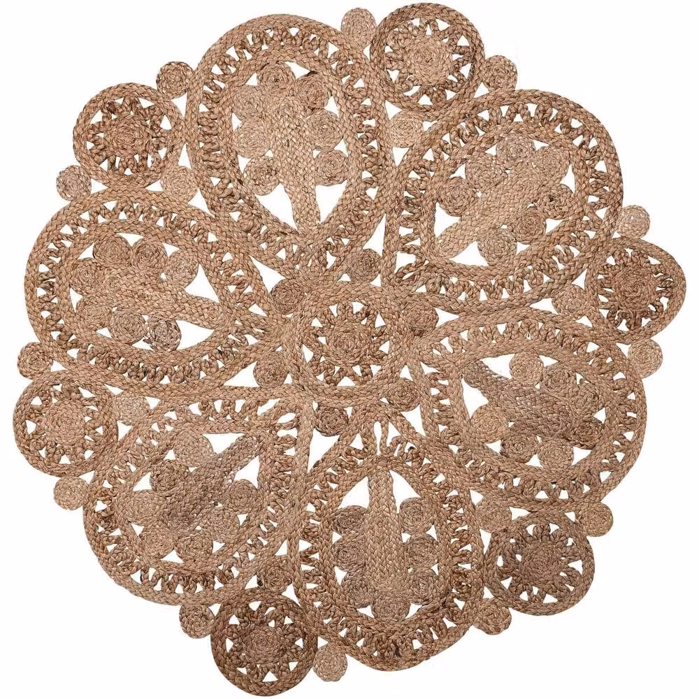 Wyld Haus Beige Jute Round Rug, Reversible and Hard-wearing, Diameter: 120 cm – 2
