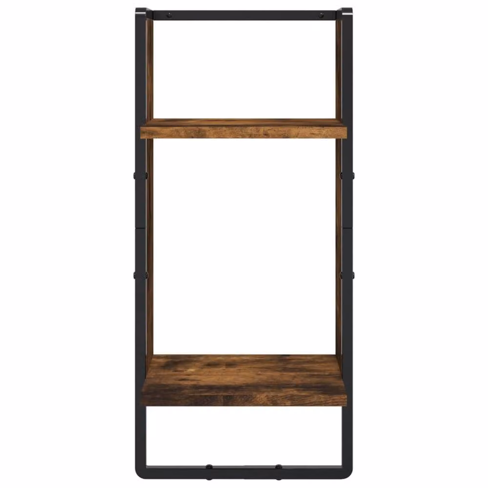 Berkfield Home 4 Piece Decorative Wall Shelf Set with Hanging Rods in Smoked Oak Brown – 6
