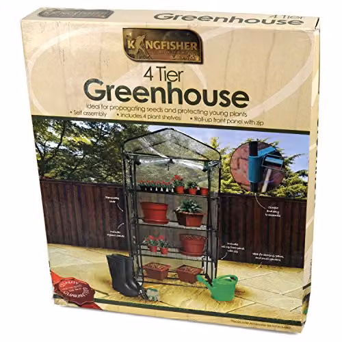 Kingfisher GHPRO Premium 4 Tier Greenhouse with Shelving, Green and Transparent, H: 134.0 cm, W: 50.0 cm, D: 44.5 cm – 3
