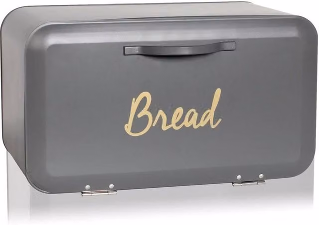 FLAVORA Grey Metal Open Front Bread Bin and Loaf Storage Box – 1