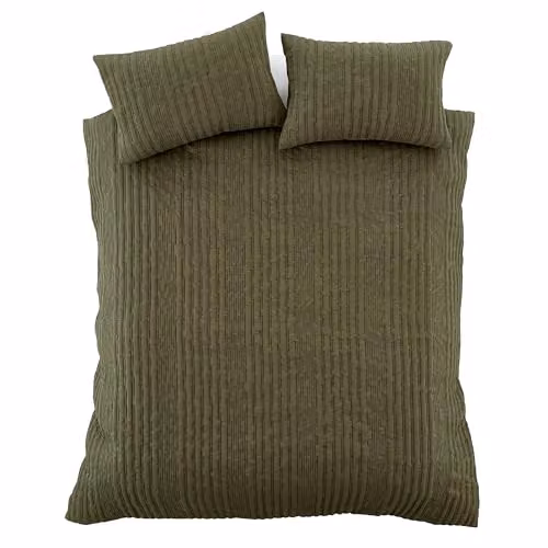 Pineapple Elephant Tamba Jersey Stripe Reversible Duvet Cover and Pillowcase Set, Olive Green, W/D/H: 135 x 200 cm – 3
