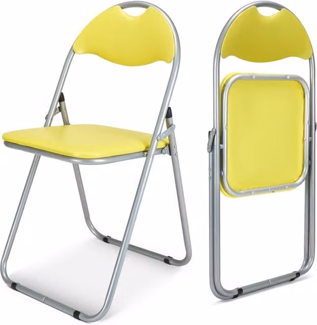 Bravich Candy Folding Dining Chair in Yellow with Synthetic Leather and Metal Frame