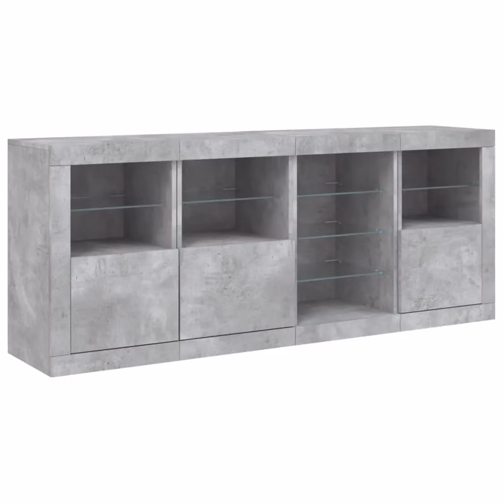 Berkfield Home Modern Sideboard with Integrated LED Lights in Concrete Grey, W/D/H: 164 x 37 x 67 cm – 3