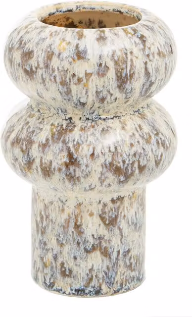 Orsina Small Stoneware Vase with White and Beige Marbling Effect – 1