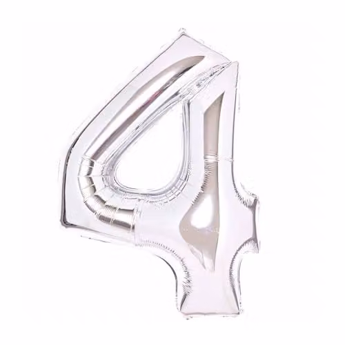 Amscan Large Number 4 Silver Hanging Decoration for Birthdays and Anniversaries, W: 55.88 cm, H: 86.36 cm