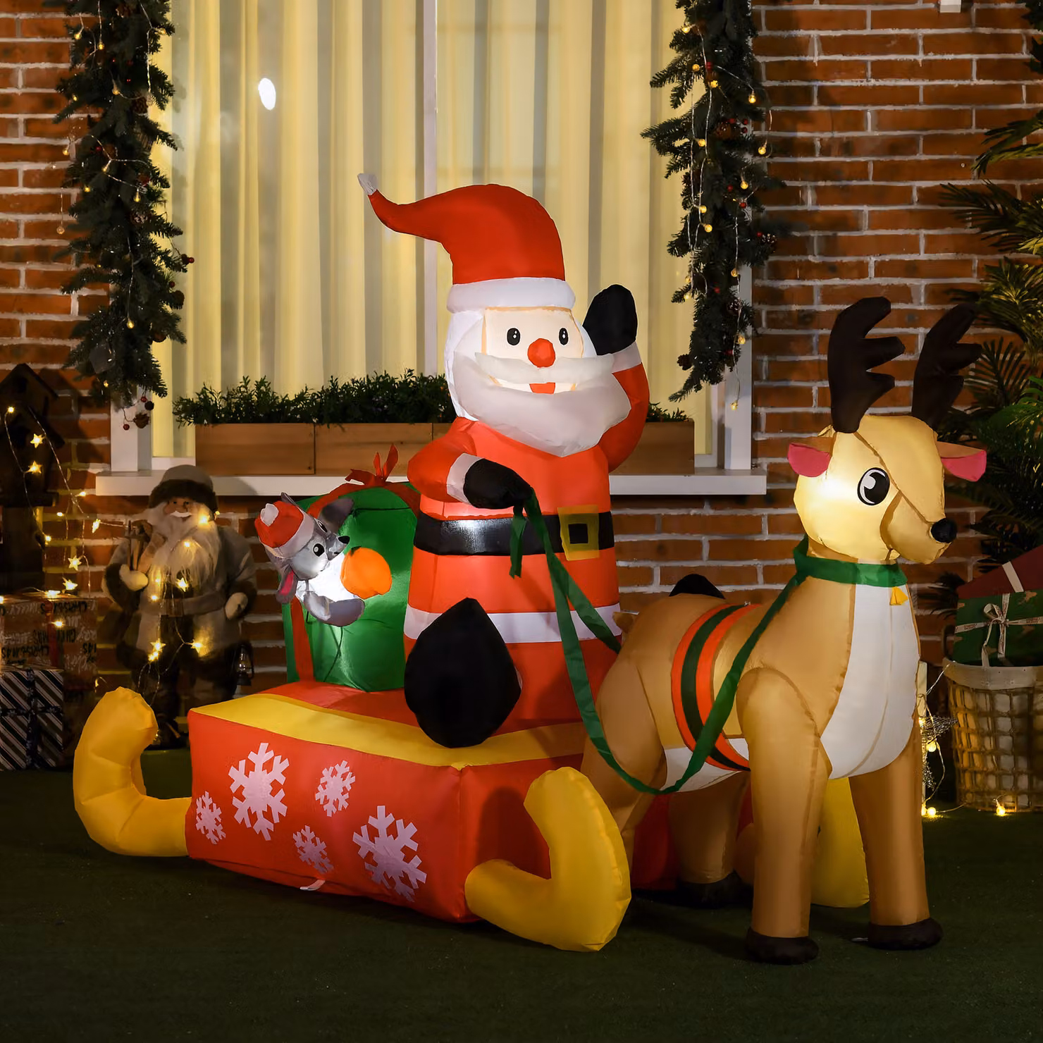 HOMCOM Inflatable Christmas Santa, Multicolour, Height: 122 cm – 2