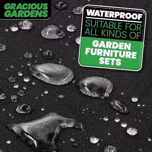 Gracious Gardens Waterproof Round Outdoor Patio Garden Furniture Cover in Black, W/D/H: 190 x 80 x 80 cm – 3