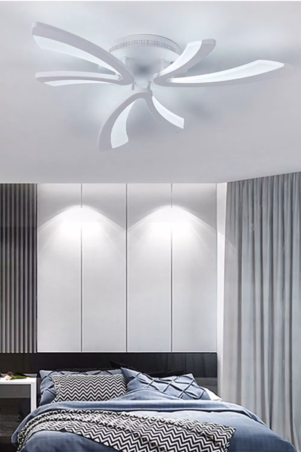 Living and Home Modern Art Flower Flush Mount Ceiling Light in White – 2