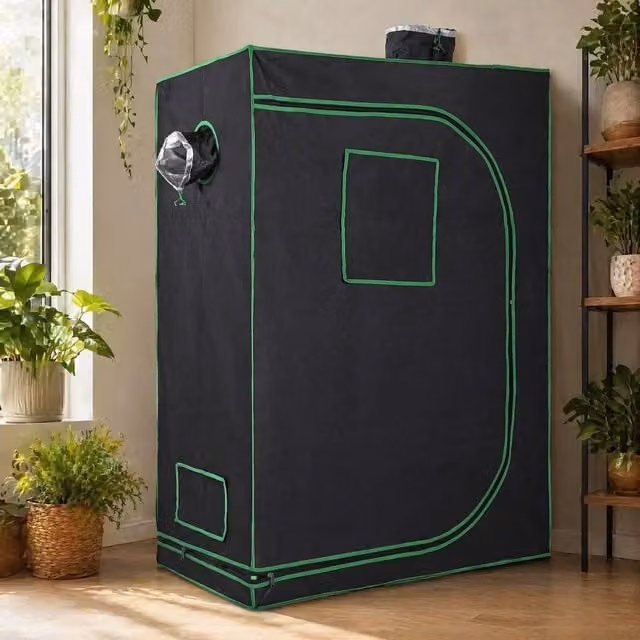 STILVORA Grow Tent with Vents and Floor Tray, Black, W/D/H: 120 x 60 x 150 cm – 1