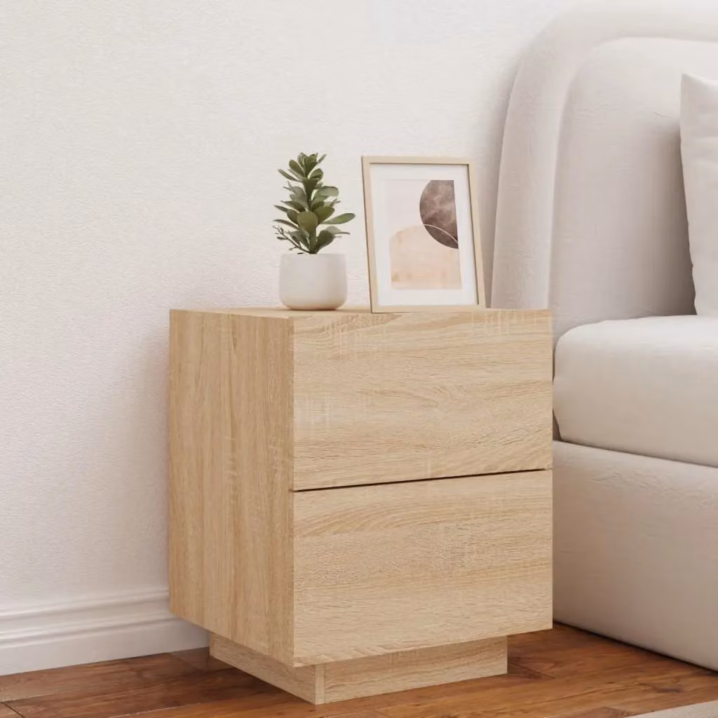 Berkfield Home Bedside Cabinet with Integrated LED Lights in Sonoma Oak Brown – 3