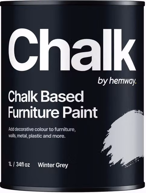 Hemway Chalk Based Furniture Paint in Flat Matt Winter Grey, 1L