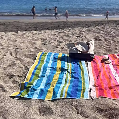 Allure Bath Fashions Striped Velour Cotton Beach Towel in Blue and Green, W/H: 70 x 150 cm – 3