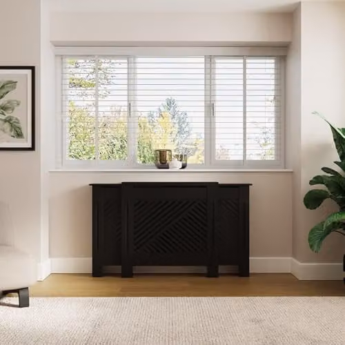 GFW Kobe Adjustable Radiator Cover in Black with Geometric Design