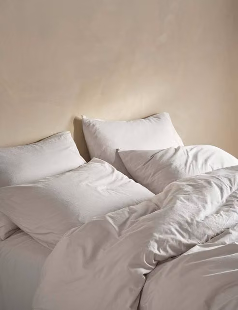 Bedfolk Pure Cotton Washed Duvet Cover in Beige