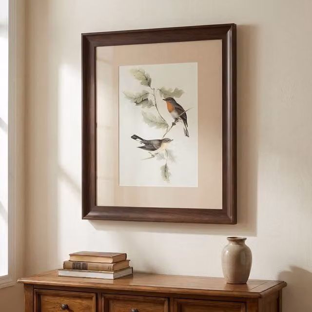 Orsina Framed Birds Illustration Wall Art in Brown – 1