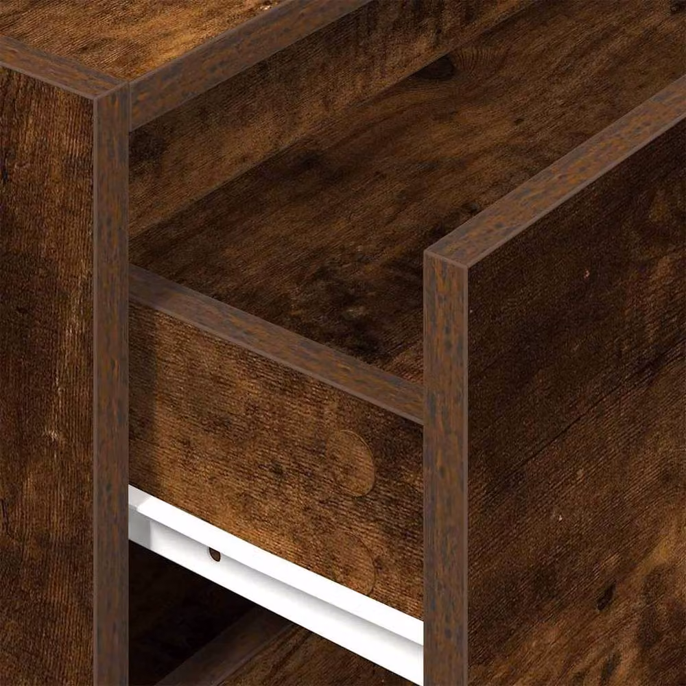 Berkfield Home Durable Smoked Oak Cabinet with 2 Drawers in Brown, W/D/H: 60 x 31 x 40 cm – 3