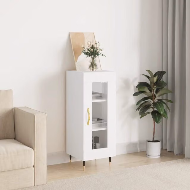 Berkfield Home White Classic Wall Mounted Sideboard, W/D/H: 34.5 x 34.5 x 90 cm