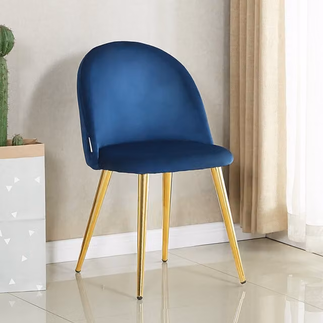 Life Interiors Lucia Velvet Dining Chairs Set of 4 in Blue and Gold