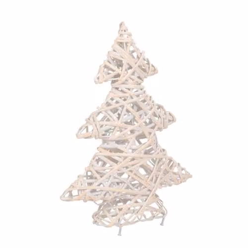 Red Hamper White Wash Rattan Tabletop Christmas Tree