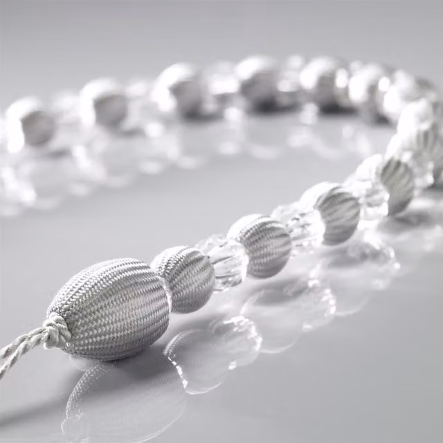Livinluxury Pair of Silver Beaded Rope Curtain Tie Backs