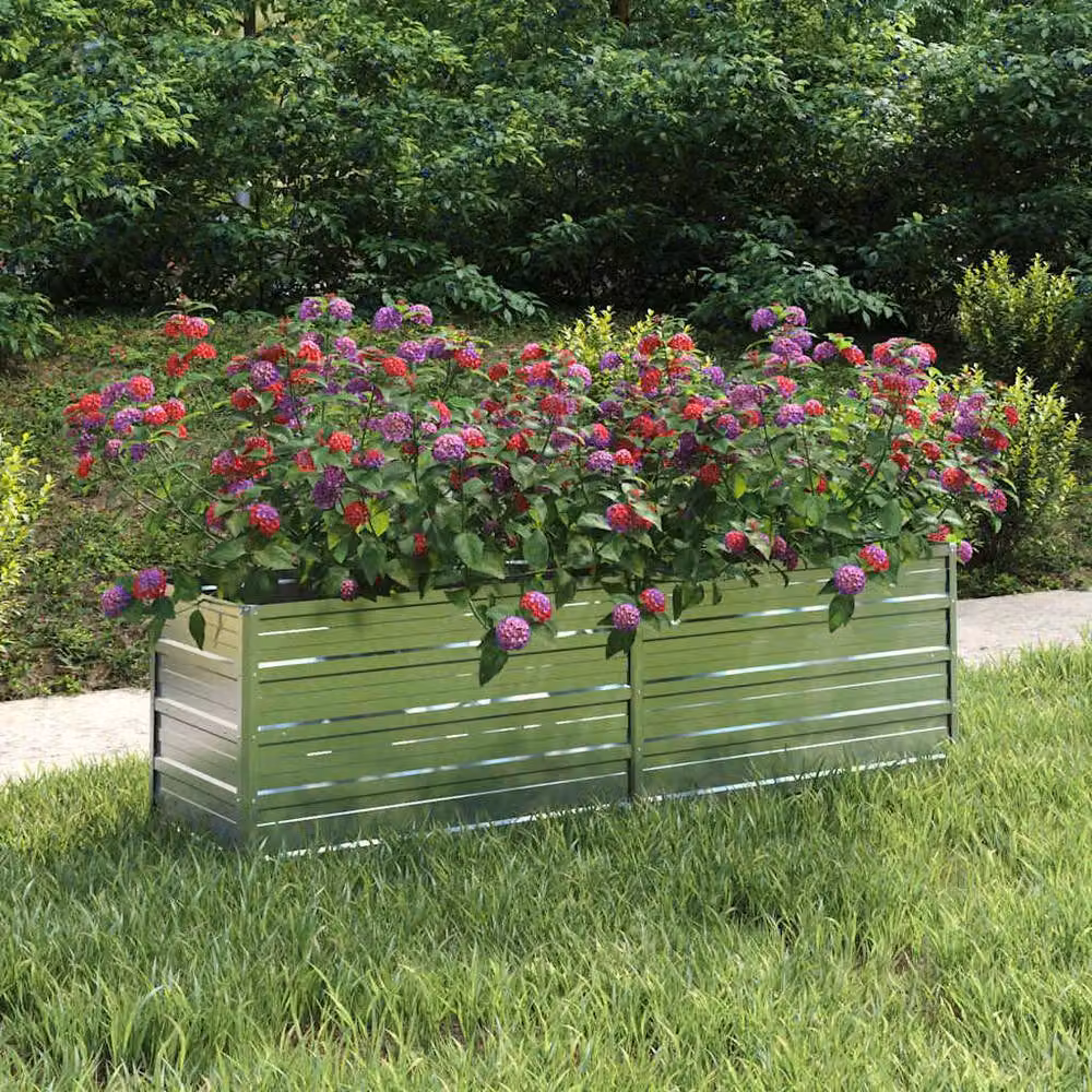 Berkfield Home Garden Galvanised Steel Raised Bed in Silver, W/D/H: 160 x 40 x 45 cm – 2