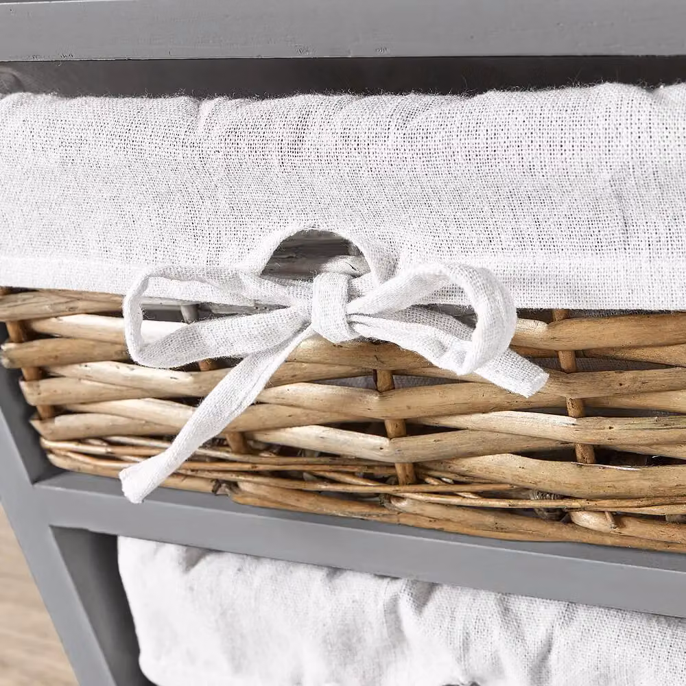 Home Source Lichfield 4 Wicker Basket Drawer Chest Storage Unit in Grey – 3
