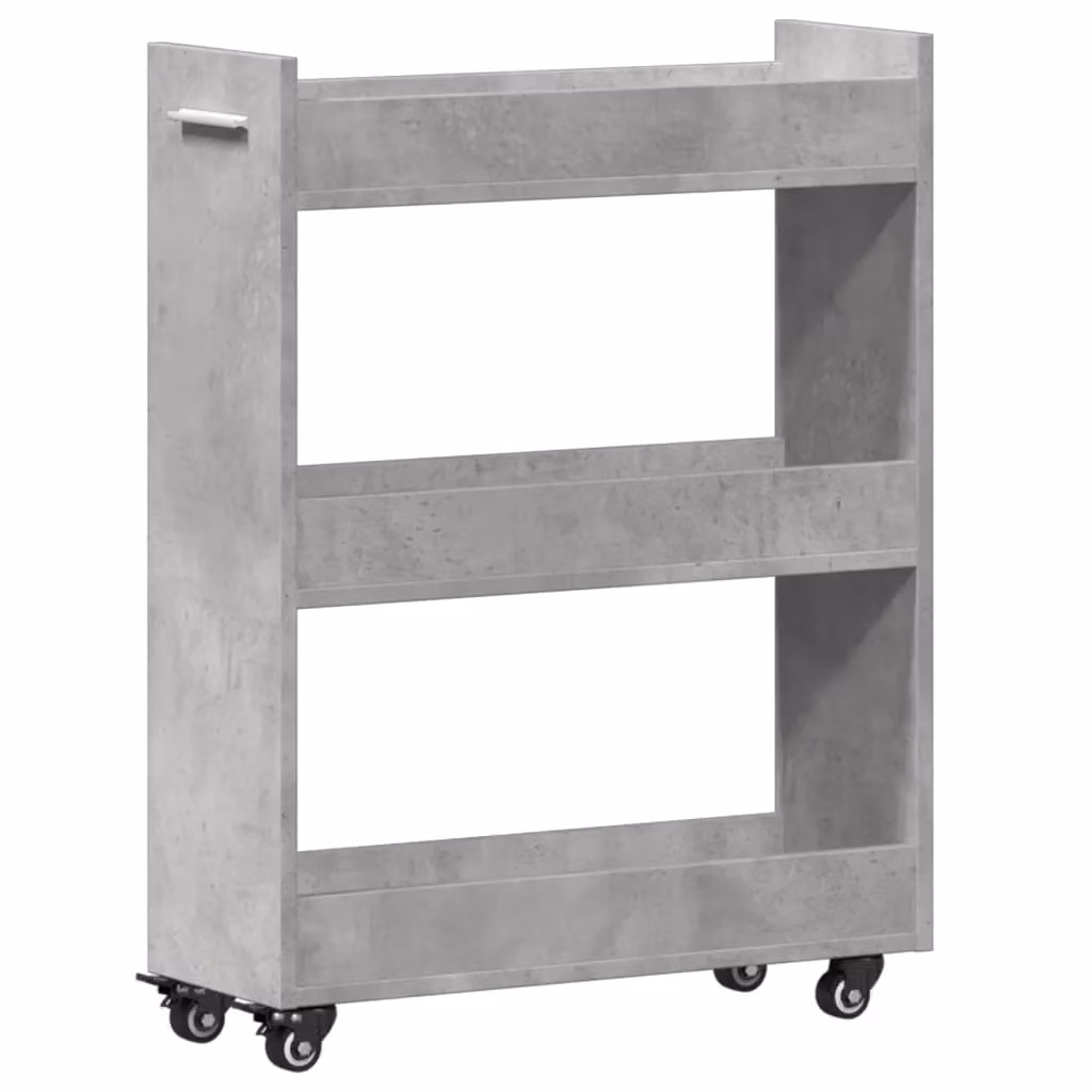 Berkfield Freestanding Home Cabinet with Wheels in Matt Grey, W/D/H: 60 x 22 x 79 cm – 2