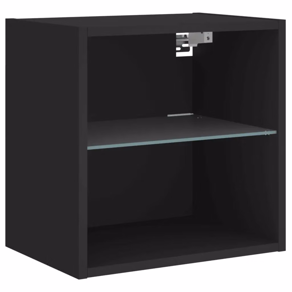 Berkfield Home Wall-mounted Black Bedside Cabinet with Integrated LED Lights – 5