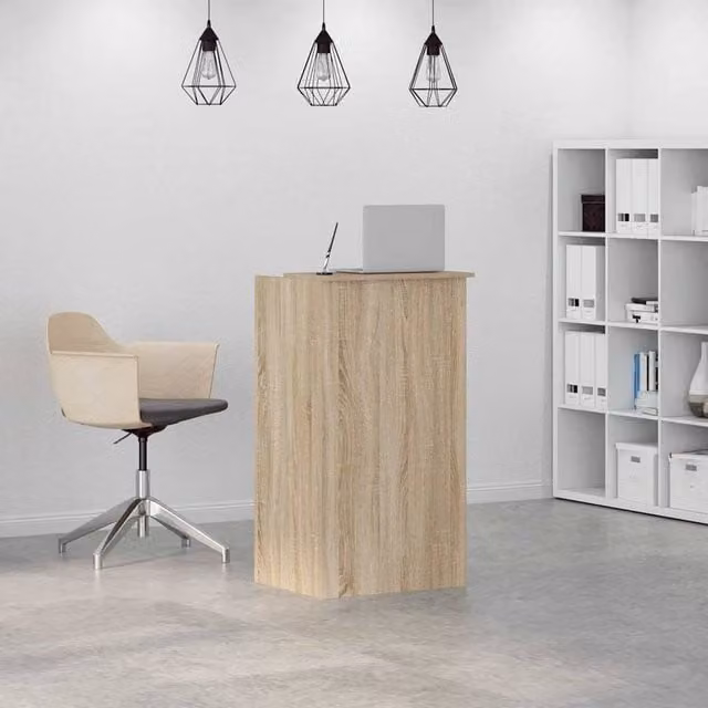Berkfield Home Reception Desk in Sonoma Oak and Beige, W/D/H: 55 x 50 x 103.5 cm – 1