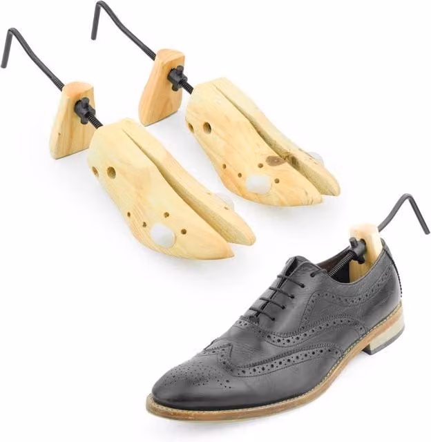 FLAVORA Adjustable Wooden Shoe Stretchers, 2 Pieces, Brown, 500 mm