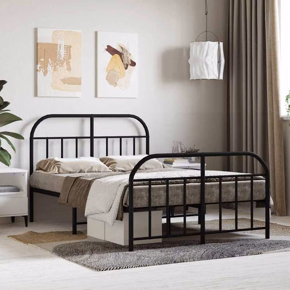 Berkfield Home Metal Bed Frame in Black, W/D/H: 120 x 200 cm – 2