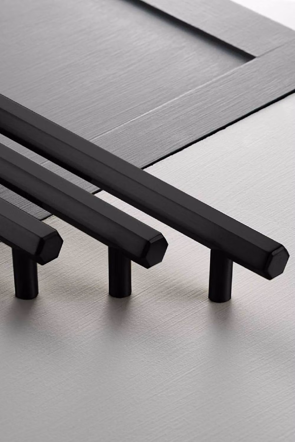 Pushka Home Solid Brass Hexagonal Bar Handle in Matt Black, Hole Centre: 224mm – 3