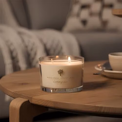 Nicola Spring Lemongrass Scented Soy Wax Candle, 350g, Transparent Jar – 3