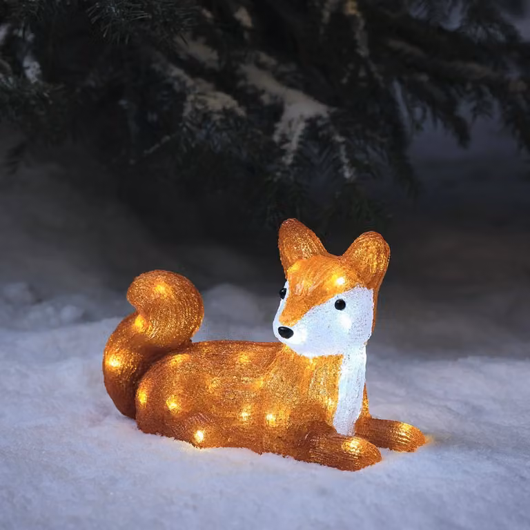 Lights4fun Felix the Winter Fox LED 3D Acrylic Figure, Orange and White