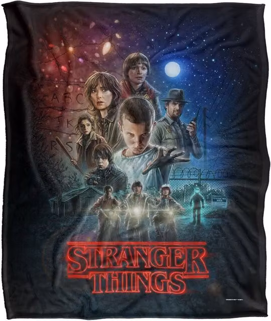 Stranger Things Season One Officially Licensed Silky Touch Super Soft Throw Blanket, White, W: 152 cm, D: 127 cm – 1