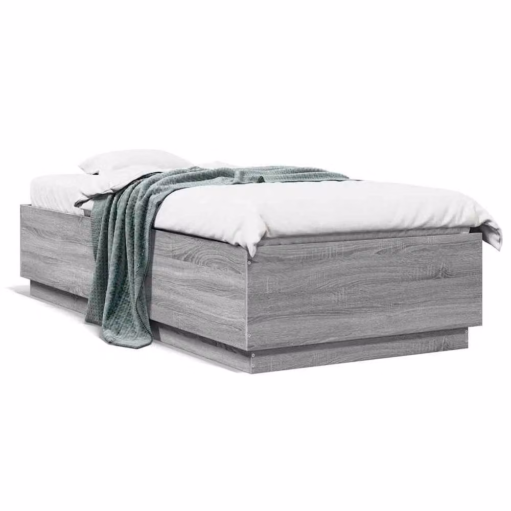 Berkfield Home Modern Bed Frame in Grey, W/D/H: 100 x 200 x 40 cm – 3
