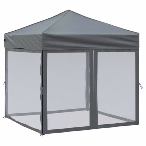 vidaXL Folding Party Tent with Sidewalls, Anthracite, W/D: 200 x 200 cm