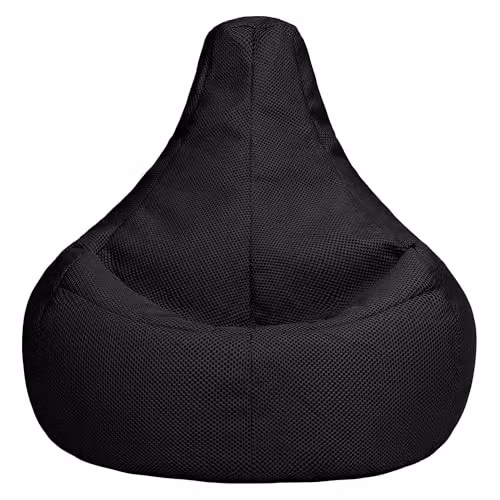 icon Mesh Gaming Bean Bag and Footstool with Filling in Black – 3