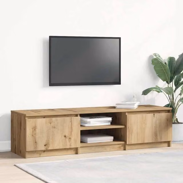 Berkfield Home Artisan Oak TV Cabinet in Brown, W/D/H: 140 x 40 x 36 cm – 1