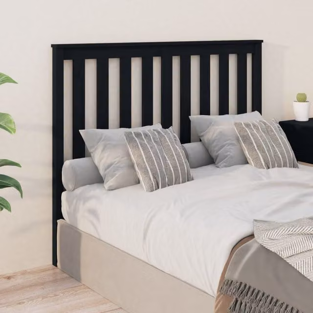 Berkfield Home Rustic Black Solid Wood Pine Bed Headboard, W: 126 cm, D: 6 cm, H: 101 cm